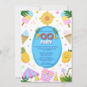 Leuke unieke zwembadfeest kind's verjaardag kaart (Voorkant)