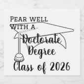 Leuke universitaire doctorsgraden afgestudeerd, af sparkling wijnetiket (Enkel label)