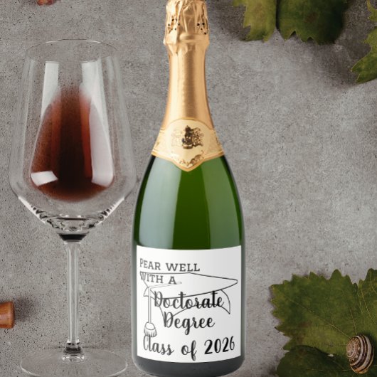 Leuke universitaire doctorsgraden afgestudeerd, af sparkling wijnetiket