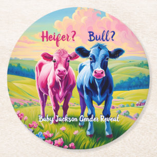 Leuke Vaars of Stier Geslacht Reveal Ronde Kartonnen Onderzetter