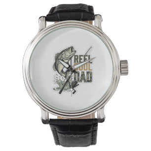 Leuke Vader Baars Vissen Vintage Gravure Ontwerp Horloge