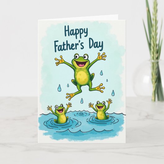 Leuke Vaderdag Kikkers Familie Kaart (Voorkant)