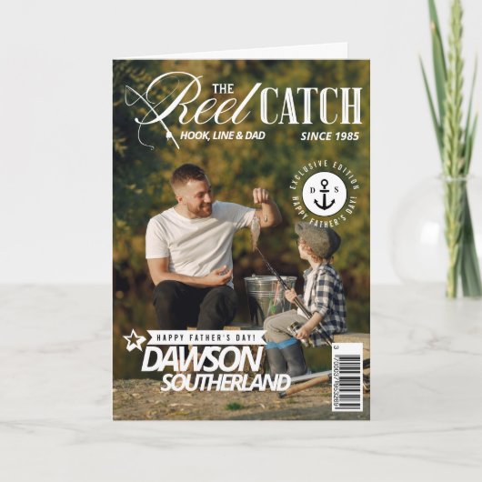 Leuke Vaderdag papa vis foto tijdschrift omslag Kaart (Voorkant)