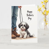Leuke Vaderdag Pup Kaart (Gele Bloem)