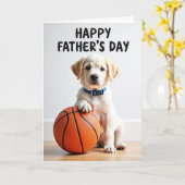 Leuke Vaderdag Puppy Bal Kaart (Gele Bloem)