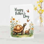 Leuke Vaderdag Schildpad Wandeling Kaart (Gele Bloem)