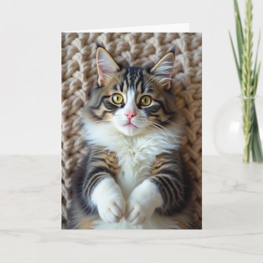 Leuke Vaderdag Tabby Kat Kaart (Voorkant)
