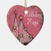 Leuke vakantie knuffels roze kerstbomen keramisch ornament (Rechts)