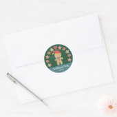 Leuke vakantie peperkoek jongen koekje groen monog ronde sticker (Envelop)