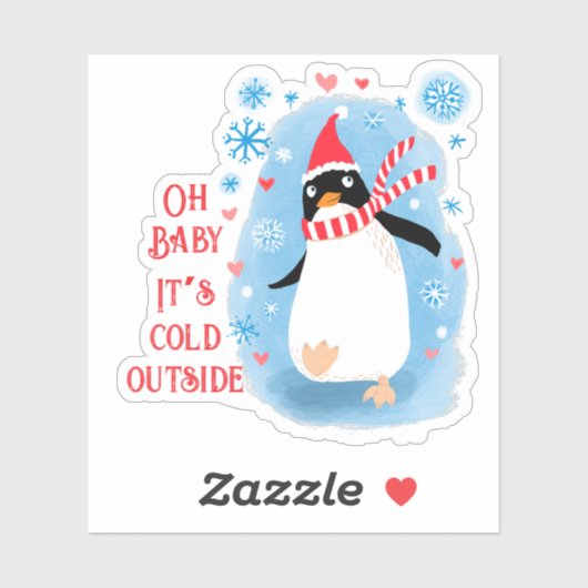Leuke vakantie pinguïn in de sneeuw sticker (Vel)