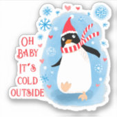 Leuke vakantie pinguïn in de sneeuw sticker (Voorkant)