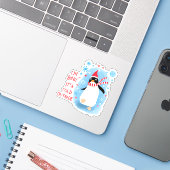 Leuke vakantie pinguïn in de sneeuw sticker (Laptop met iPhone)