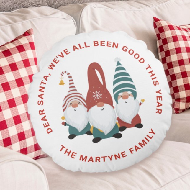 Leuke vakantie schattige gepersonaliseerde kerst g rond kussen (Creator heeft geüpload)