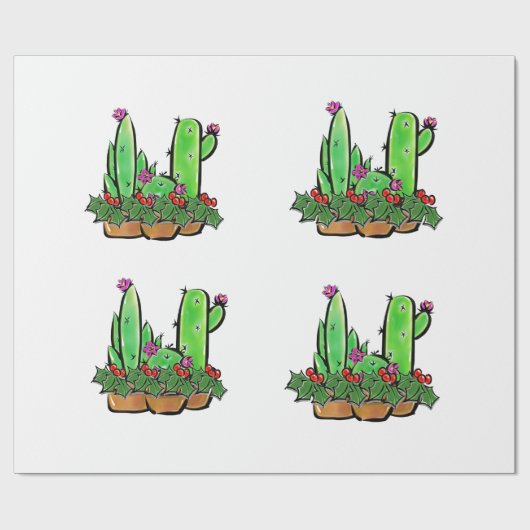 Leuke vakantie Xmas Cactus cactussen vetplanten Cadeaupapier (Vlak)