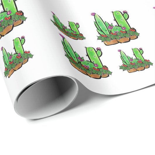 Leuke vakantie Xmas Cactus cactussen vetplanten Cadeaupapier (Rol Hoek)