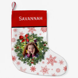 Leuke vakantiekrans Foto Lijst Rode sneeuwvlokken Kleine Kerstsok