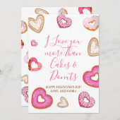 Leuke Valentijn houdt meer van dan donuts Schattig Bedankkaart (Voorkant / Achterkant)
