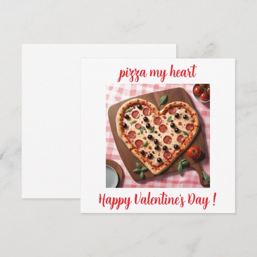 Leuke Valentijn Pizza Heart Italië Feestdagenkaart (Voorkant / Achterkant)