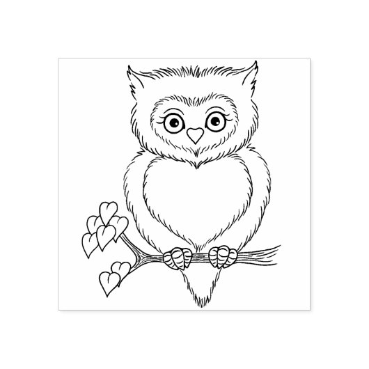 Leuke Valentijn Uil gemaakt van Hearts Rubber Stam Rubberstempel (Afrduk)