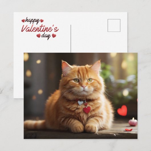 Leuke Valentijnsdag Cat Feestdagenkaart (Voorkant / Achterkant)