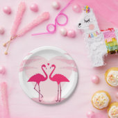 Leuke Valentijnsdag flamingo paar Papieren Bordje (Feest)