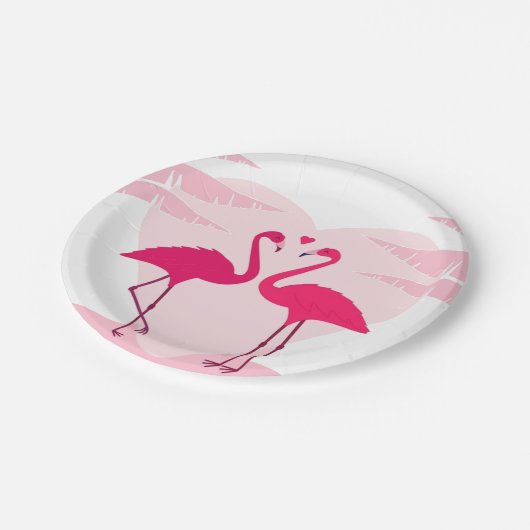 Leuke Valentijnsdag flamingo paar Papieren Bordje (Gekanteld)