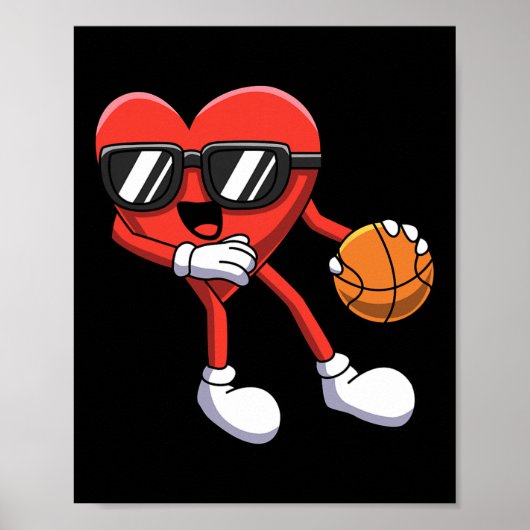 Leuke Valentijnsdag Hart Spelen Basketbal Boys K Poster (Voorkant)