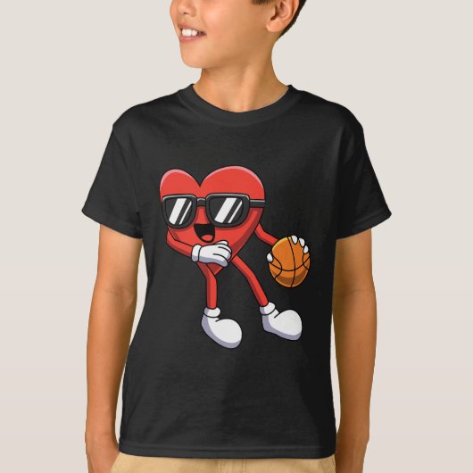 Leuke Valentijnsdag Hart Spelen Basketbal Boys K T-shirt (Voorkant)