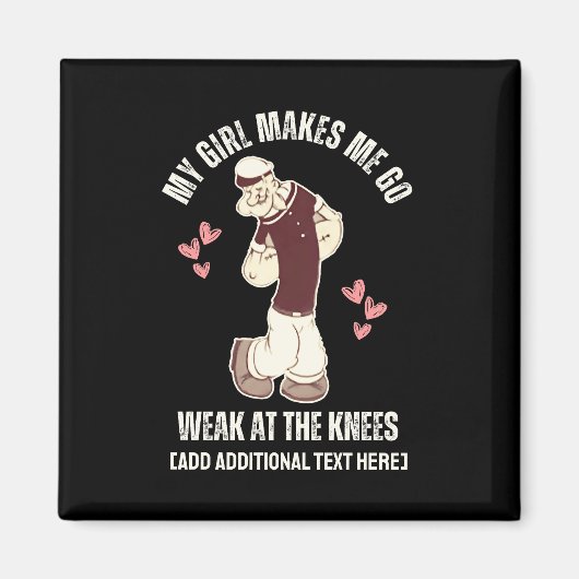 Leuke Valentijnsdag POPEYE Zwak op de knieën Magneet (Voorkant)