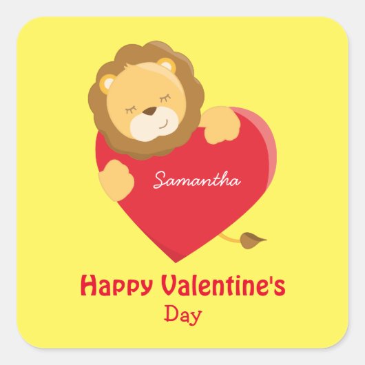 Leuke Valentijnsdag voor Haar Geel Vierkante Sticker (Voorkant)