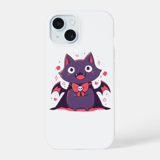 Leuke Vampier Kat iPhone 15 Case (Achterkant)