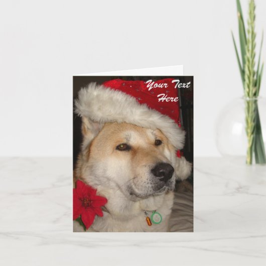 Leuke van het santapet van de akitahond rode feestdagen kaart (Voorkant)