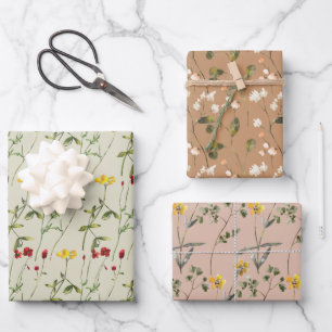 Leuke variëteit bloemen wrapping papier inpakpapier vel