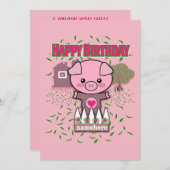 Leuke Varken van de Verjaardag van meisjes Feestdagenkaart (Voorkant / Achterkant)