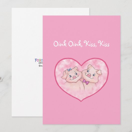 Leuke Varkens in de Kaart van de Valentijnsdag van (Voorkant / Achterkant)