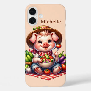 Leuke varkenshouders voegen jouw naam zestien toe iPhone 16 plus hoesje