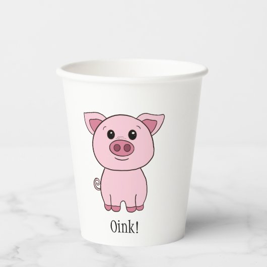 Leuke varkensinkt! Leuke Koe Moo! Farm Animals Papieren Bekers (Voorkant)