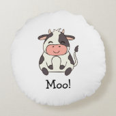 Leuke varkensinkt! Voorzijde Leuke Koe Moo! Achter Rond Kussen (Achterkant)