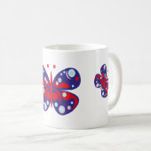 Leuke vector blauwe vlinder koffiemok (Voorkant rechts)