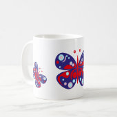Leuke vector blauwe vlinder koffiemok (Voorkant links)