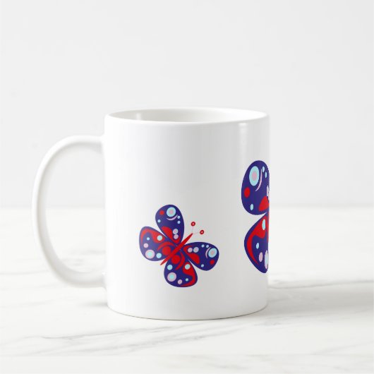 Leuke vector blauwe vlinder koffiemok (Links)