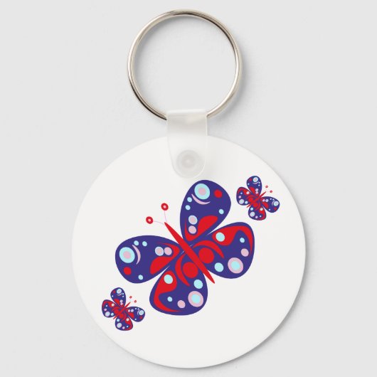 Leuke vector blauwe vlinder sleutelhanger (Voorkant)