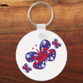 Leuke vector blauwe vlinder sleutelhanger (Voorkant)