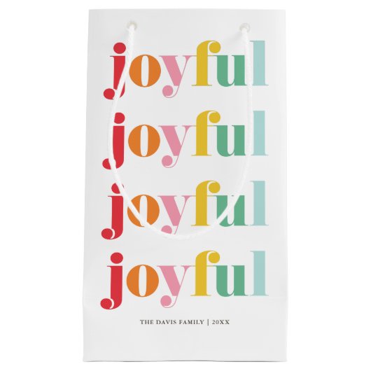 Leuke veelkleurige "vreugdevolle" gepersonaliseerd klein cadeauzakje (Voorkant)