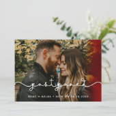 Leuke verbindende hartletter Uitgestelde fotokaart Aankondiging (Staand voorkant)