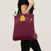 Leuke verf druppels paars rood monogram tote bag (Dichtbij)