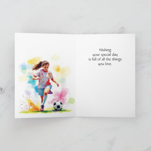 Leuke Verjaardag Aangepaste Naam Meisjes Voetballe Kaart (Binnen)
