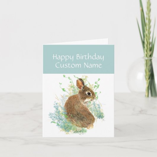 Leuke Verjaardag Aangepaste Naam Schattige Konijn, Kaart (Voorkant)