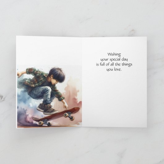 Leuke verjaardag Aangepaste naam Skateboarden Kaart (Binnen)