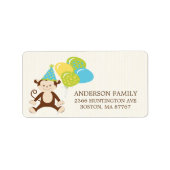 Leuke verjaardag aap retour adres label (Voorkant)